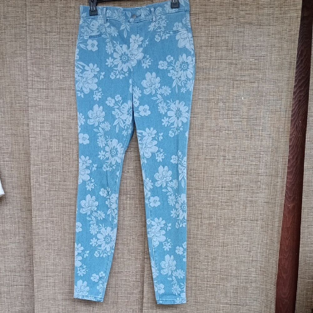 Vintage Floral Blue Women's Jeans Leggings